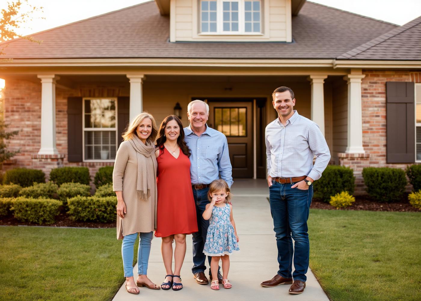 Texas family in front of their insured home